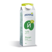 Йогурт Молокія 1,6% 900г білий п/пл